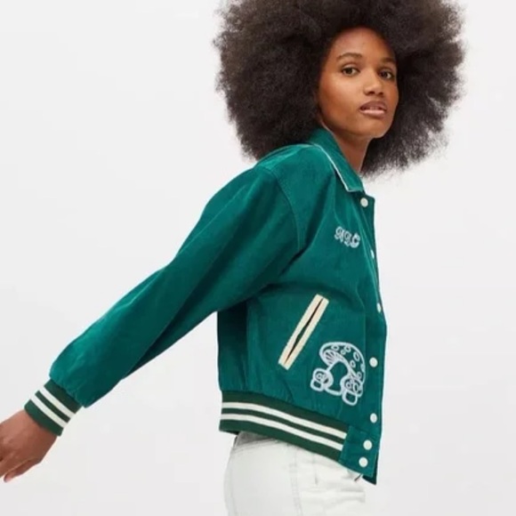NWT Urban Outfitters BDG Vintage Vibes Green Cord Bomber Jacket SZ XS Z328-2 - Picture 4 of 4